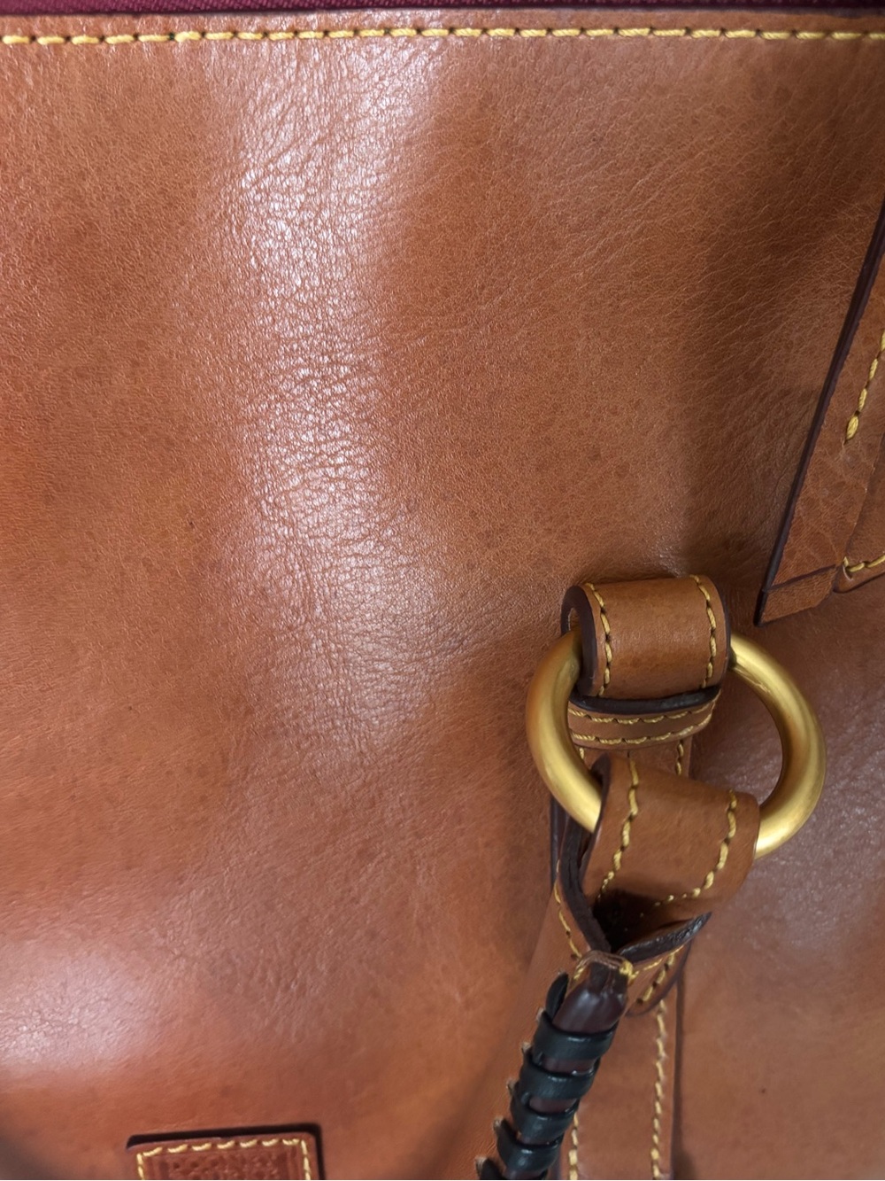 Dooney & Bourke Natural Color Vachetta Leather Satchel with Gold Hardware - Picture 5 of 16